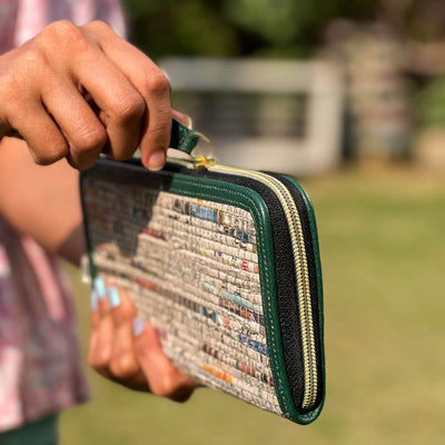 Upcycled Paper Minimalist Women's Wallet with Vegan Leather