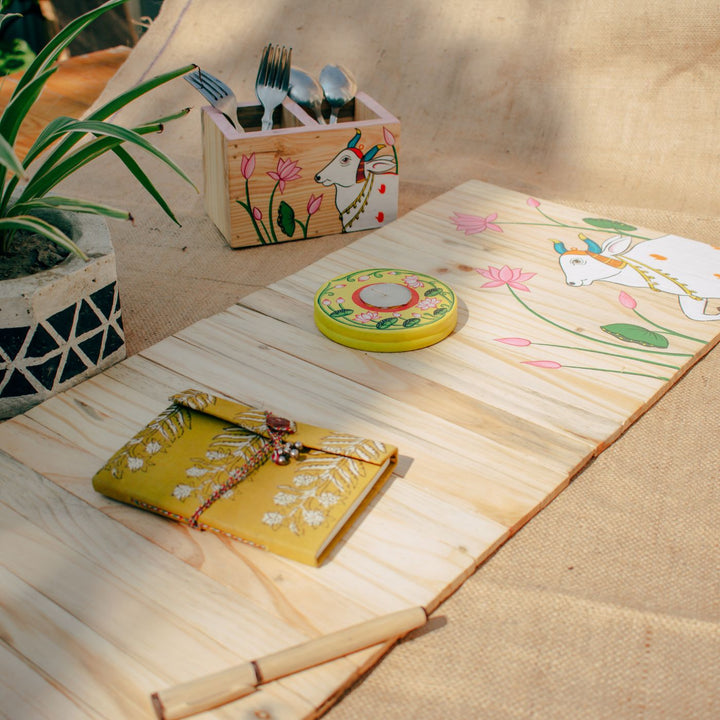 Upcycled Foldable Pine Wood Runner Placemat