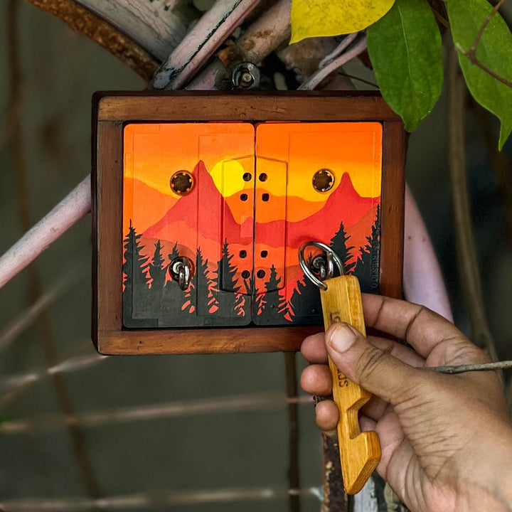 Upcycled Audio Cassette Tapes Key Holder with Metal Hooks