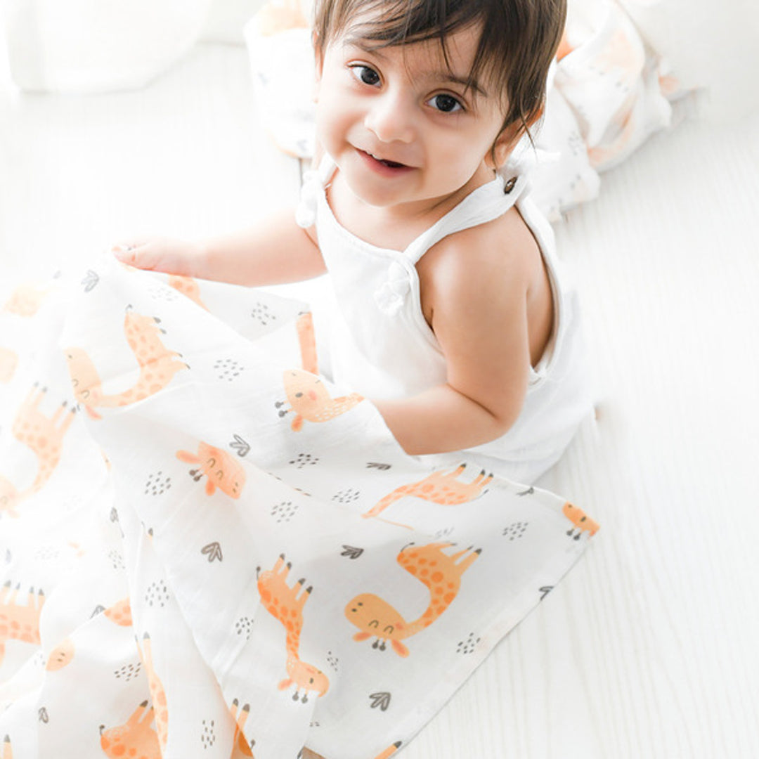 Ultra-Soft Giraffe Theme Organic Cotton Baby Swaddle for Newborn | 0-4 Years