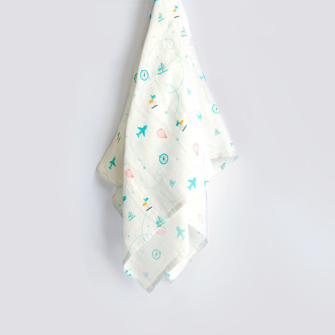 2 Pc | Organic Cotton Lil Travellers & Doodle Rain Swaddle Set | 0-4 Years