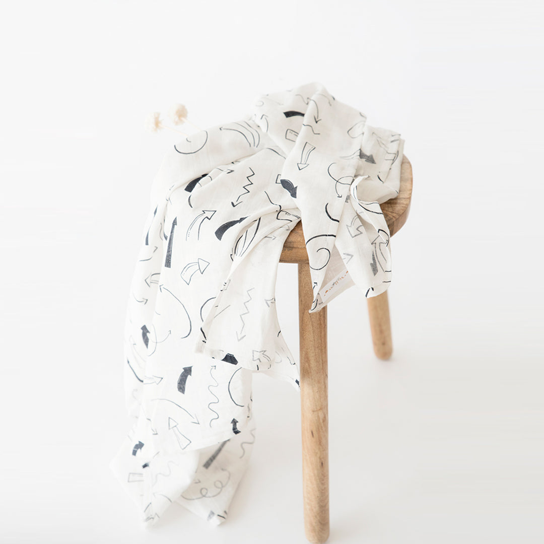 2 Pc | Organic Cotton Doodle Arrows Theme Swaddle Set | 0-4 Years