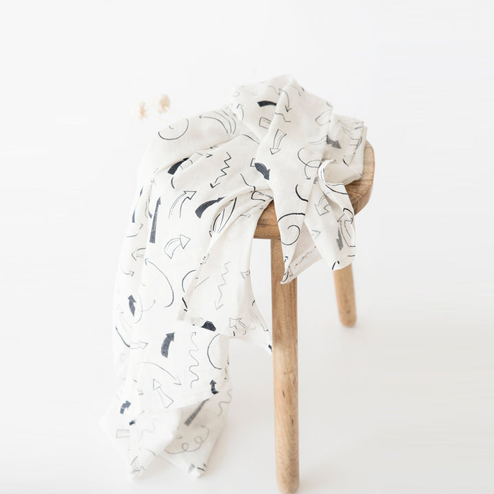 2 Pc | Organic Cotton Doodle Arrows Theme Swaddle Set | 0-4 Years