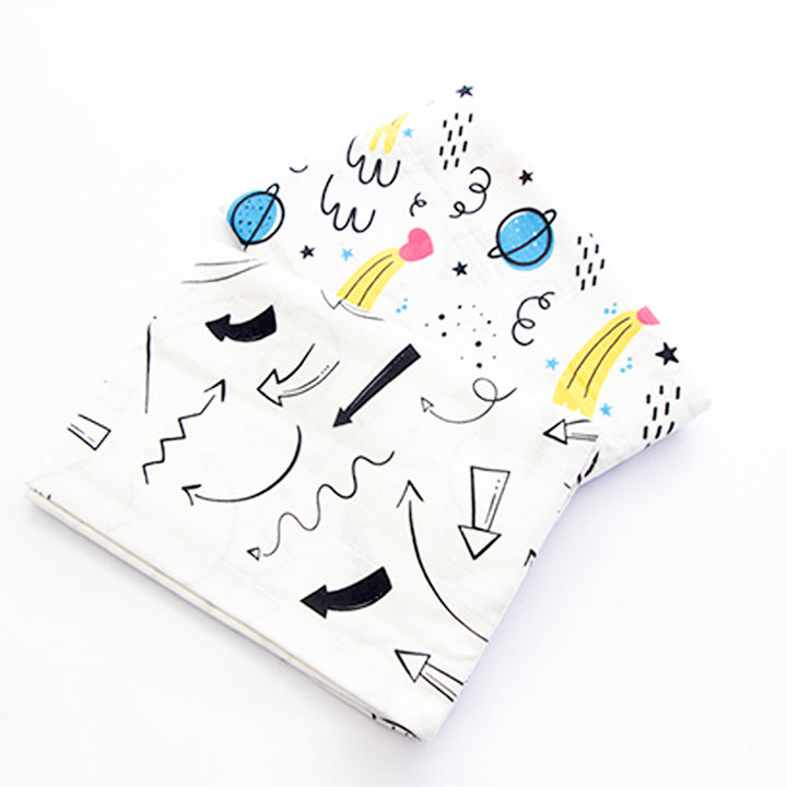 2 Pc | Premium Doodle Space Theme Swaddle | 0-4 Years