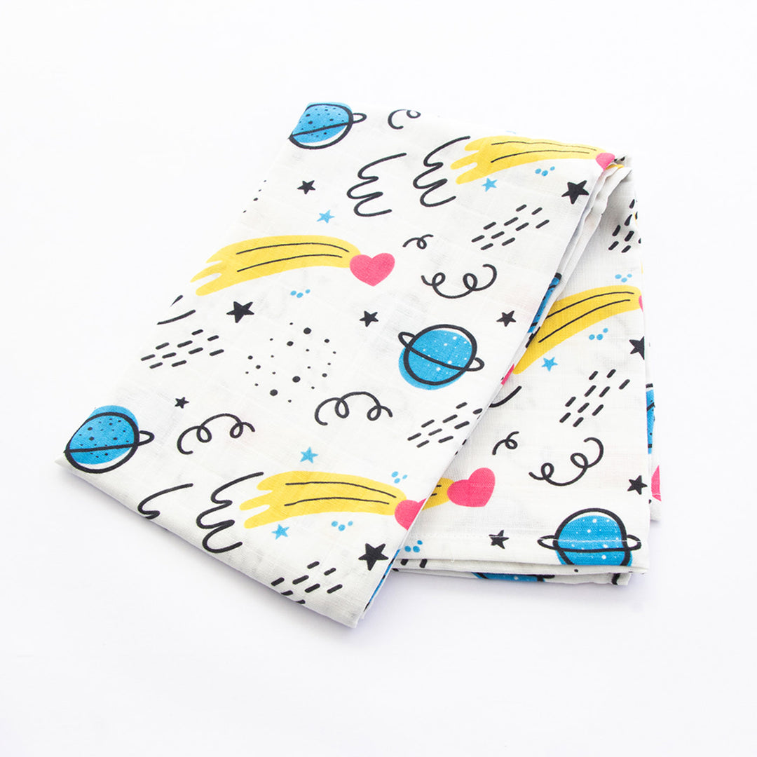2 Pc | Premium Doodle Space Theme Swaddle | 0-4 Years