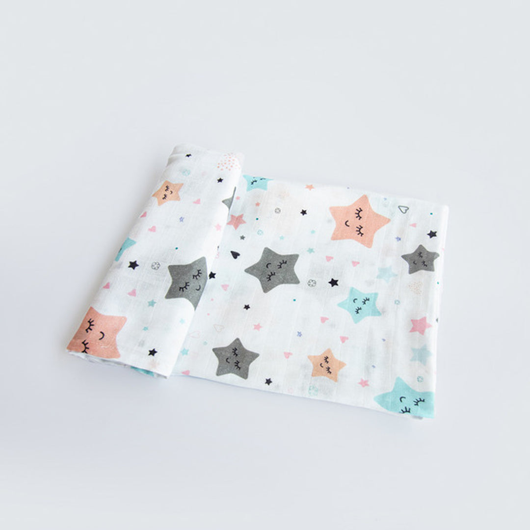 Ultra-Soft Stars Theme Muslin Baby Swaddle | 0-4 Years