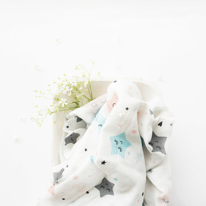 Ultra-Soft Stars Theme Muslin Baby Swaddle | 0-4 Years