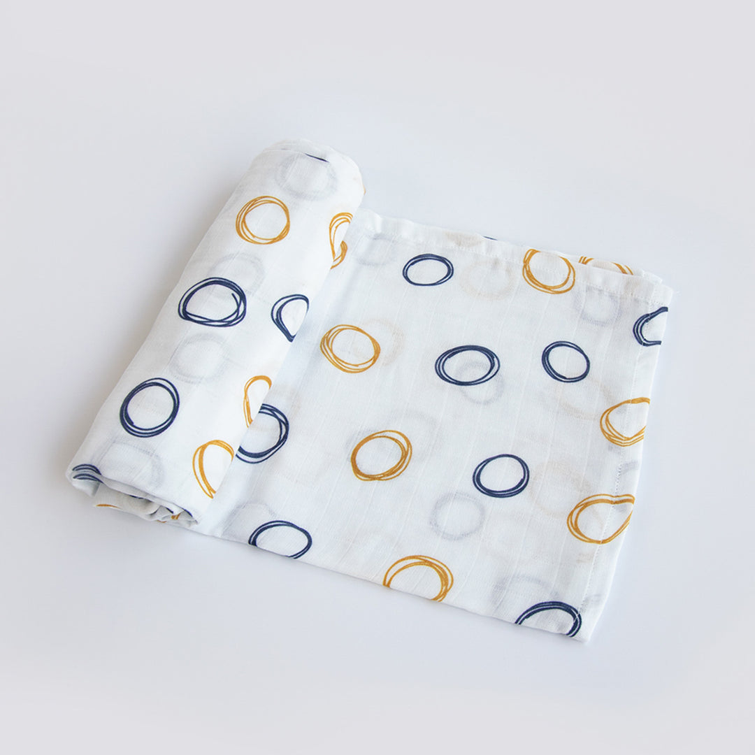 Soft Doodle Circles Muslin Swaddle for Kids | 0-4 Years