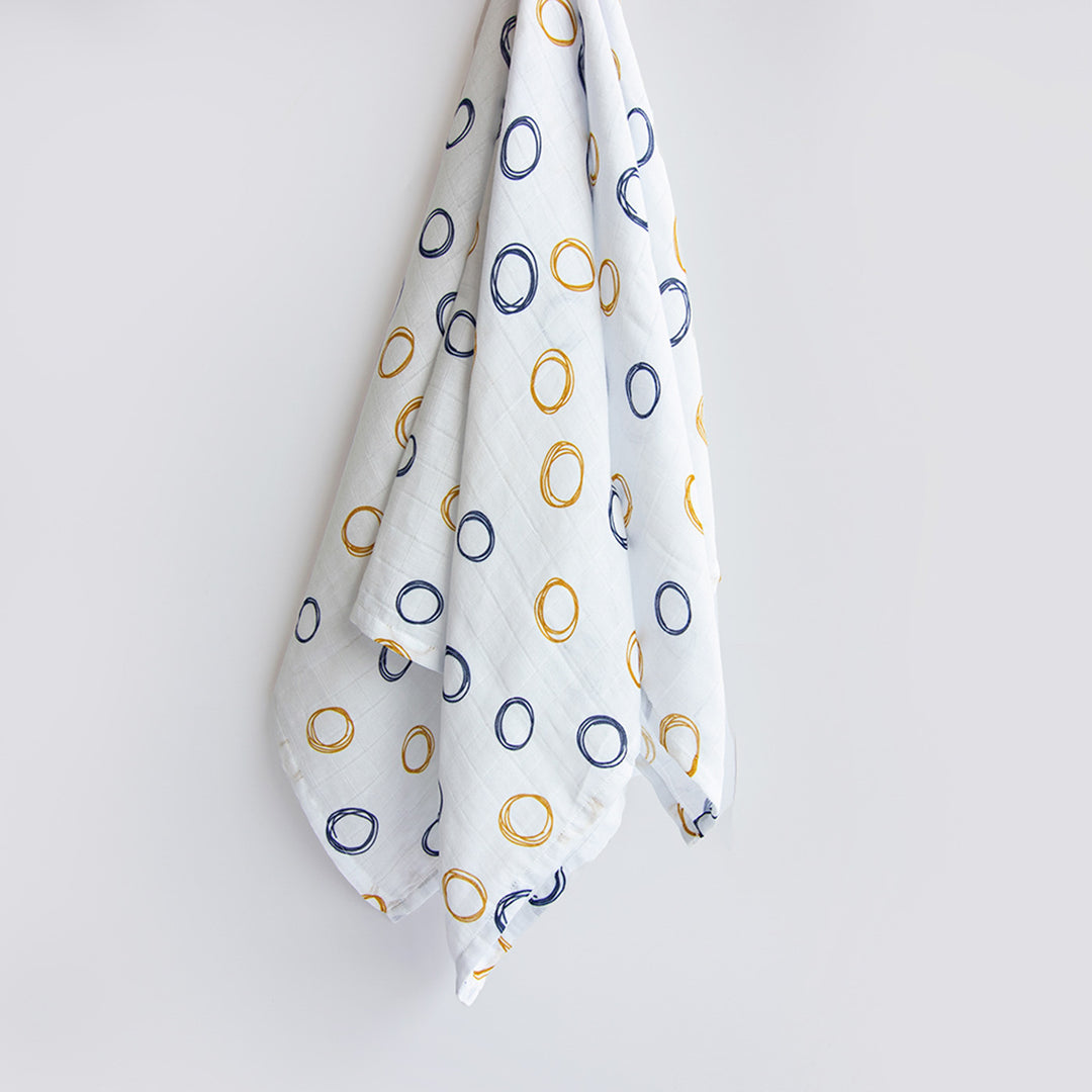Soft Doodle Circles Muslin Swaddle for Kids | 0-4 Years