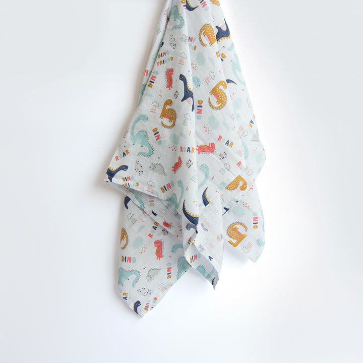 Soft Cotton Muslin Dino Theme Swaddle for Kids | 0-4 Years
