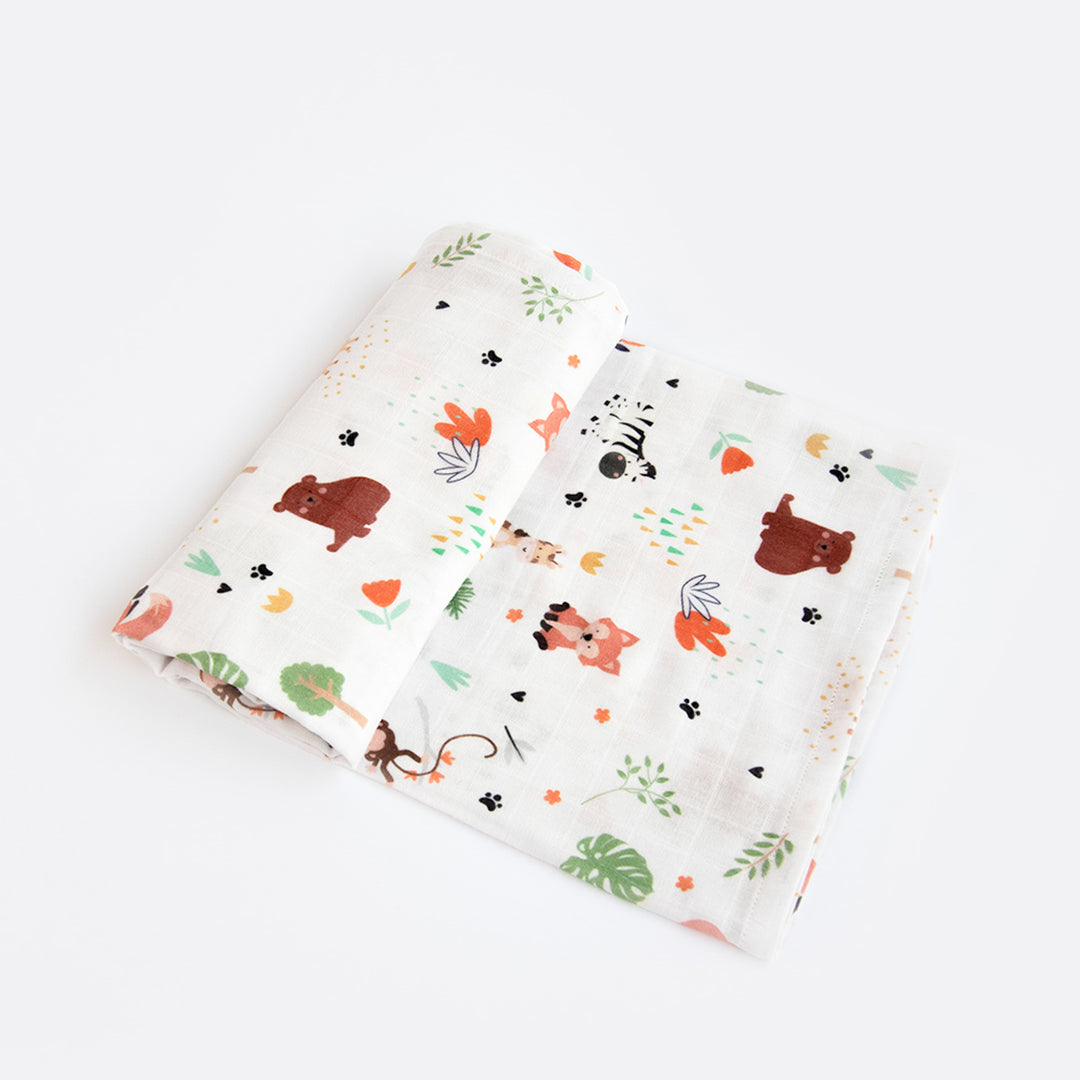 Soft Baby Animals Cotton Muslin Swaddle for Kids | 0-4 Years