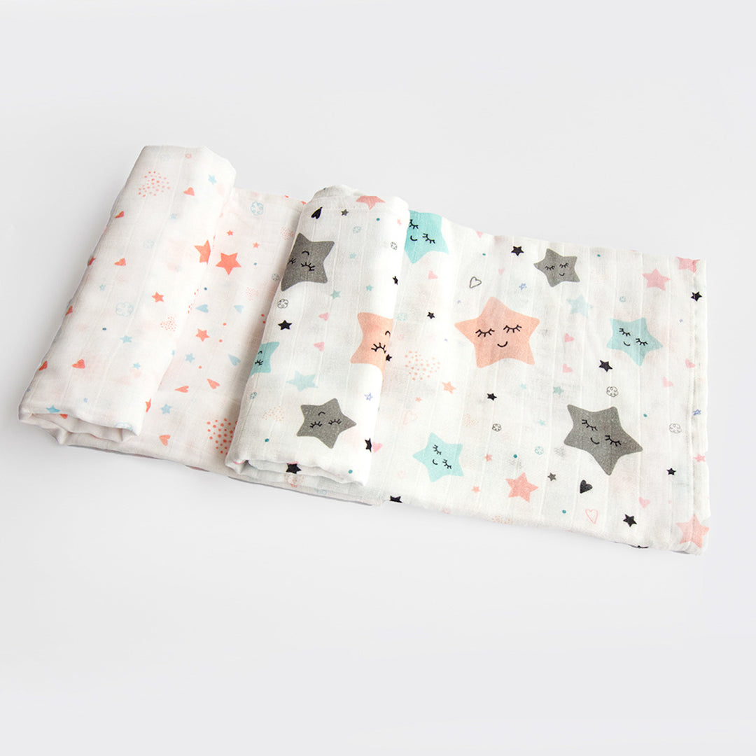 2 Pc | Premium Twinkly Stars & Fairy Dust Swaddle Set | 0-4 Years
