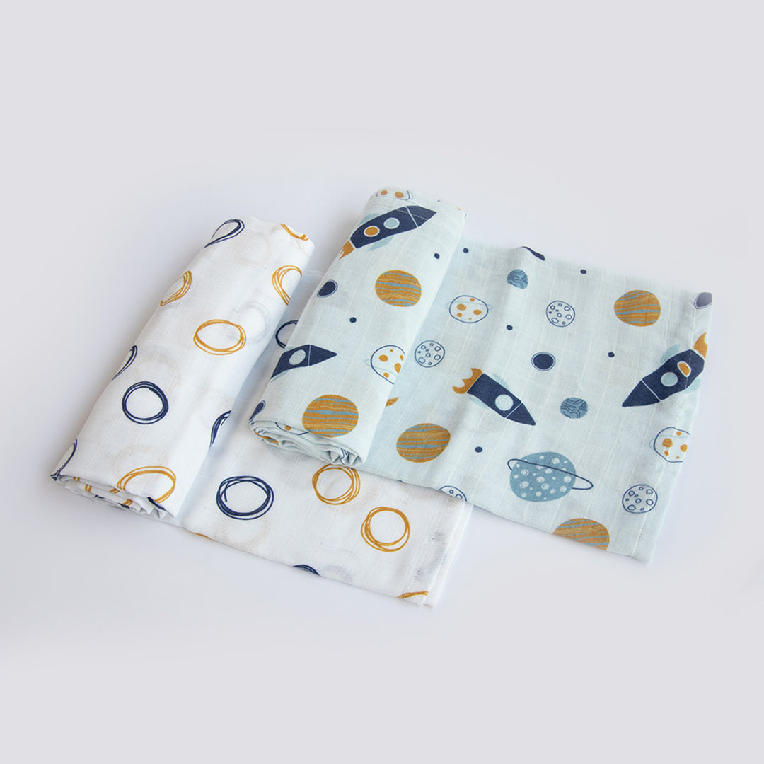 2 Pc | Premium Child Of The Universe & Doodle Circles Swaddle Set | 0-4 Years
