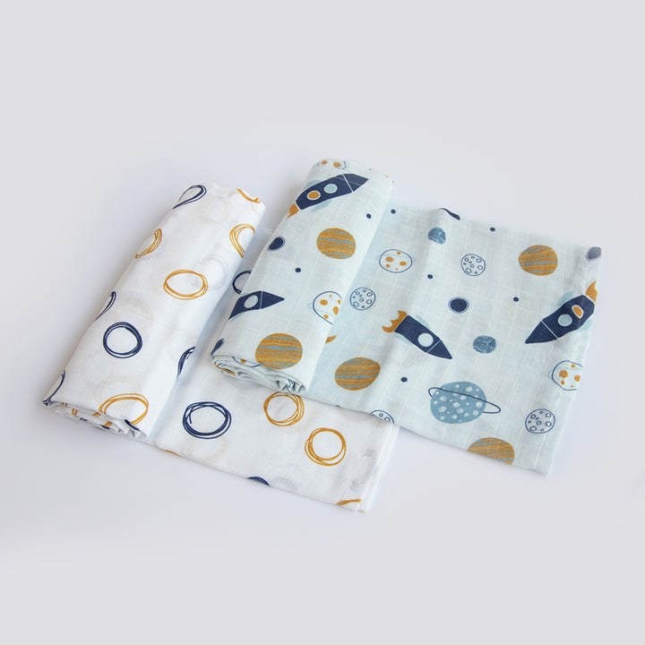 2 Pc | Premium Child Of The Universe & Doodle Circles Swaddle Set | 0-4 Years