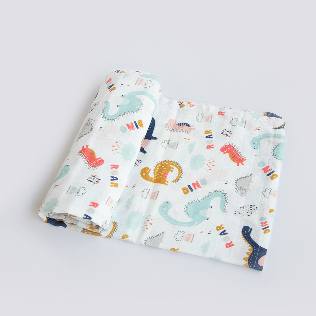 2 Pc | Premium Dino Friend & Doodle Circles Swaddle Set | 0-4 Years