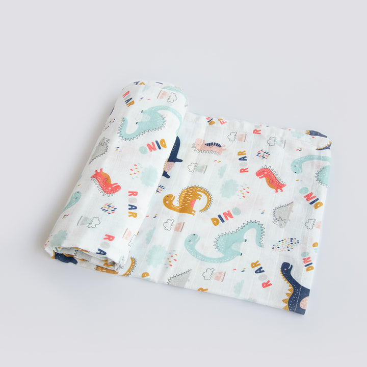 2 Pc | Premium Dino Friend & Doodle Circles Swaddle Set | 0-4 Years