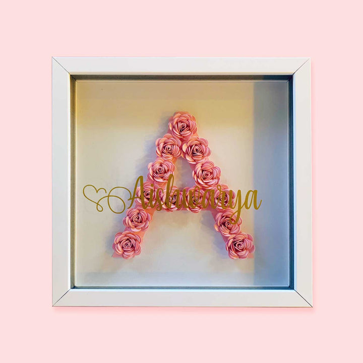 Personalized Rose Monogram 3D Nameplate Frame