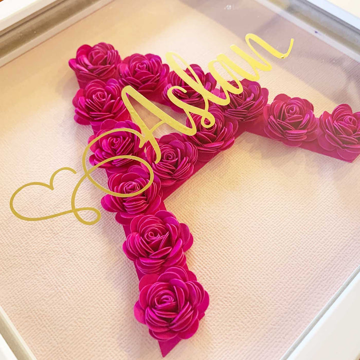 Personalized Rose Monogram 3D Nameplate Frame
