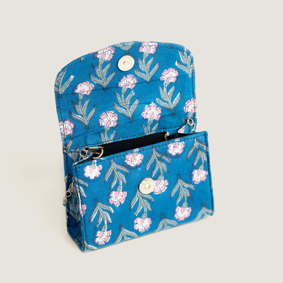 Sanjh Hand Block Printed Monaco Mini Sling Bag