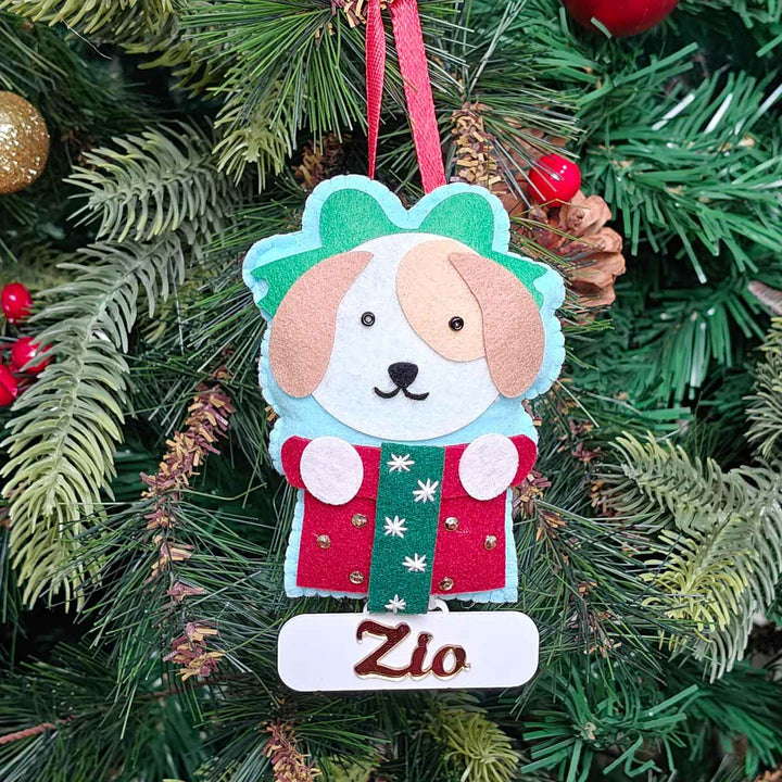 Personalized Handmade Santa’s Little Pup Felt Ornament