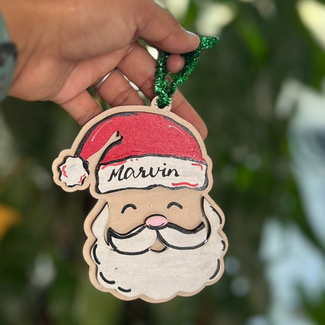 Personalized Hand-Painted Santa Wooden Ornament For Christmas Decoration