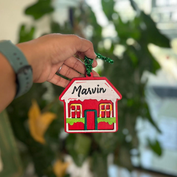 Personalized Hand-Painted House Wooden Ornament For Christmas Decoration