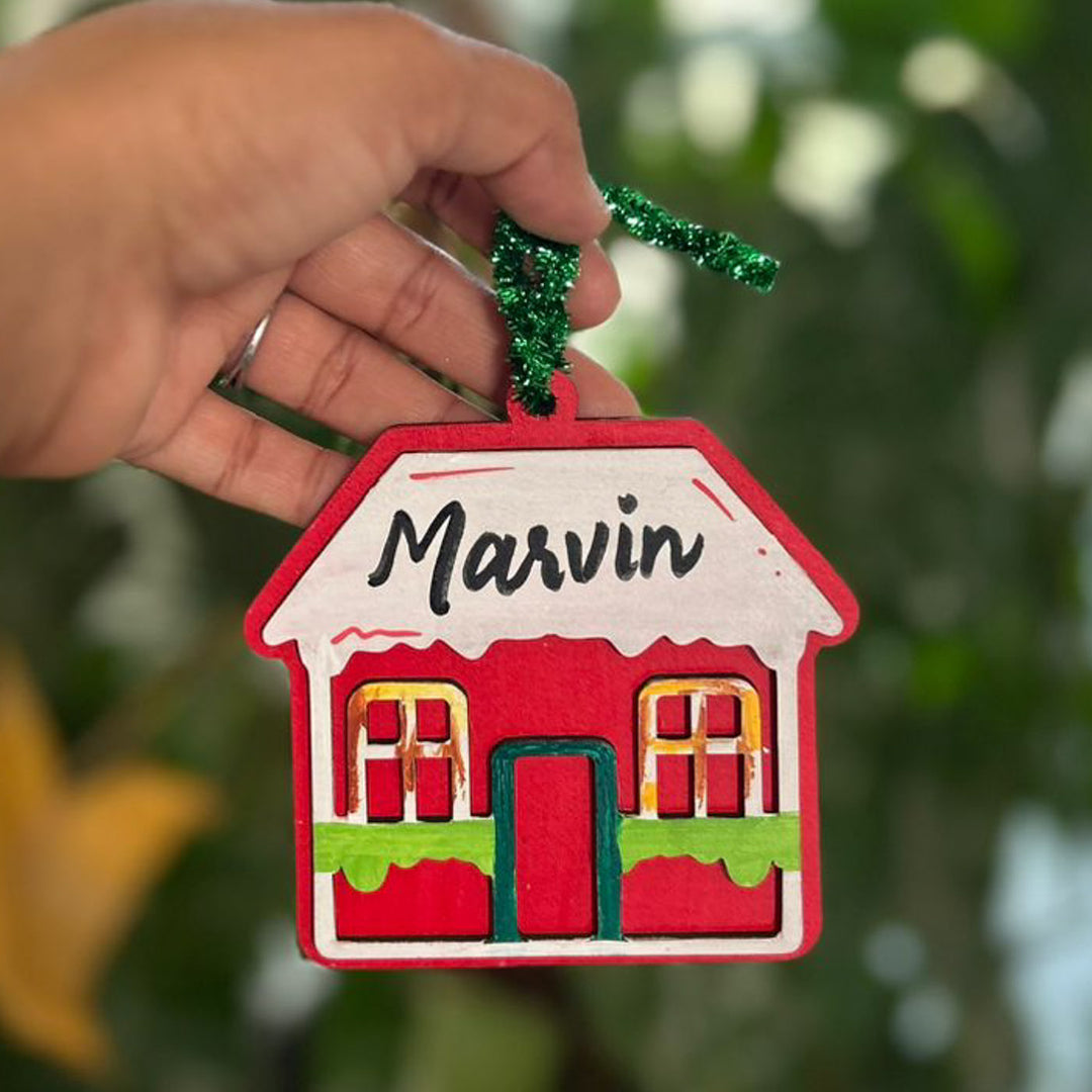 Personalized Hand-Painted House Wooden Ornament For Christmas Decoration