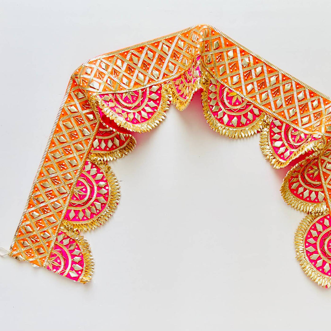 Handmade Gota Patti Orange & Red Round Toran