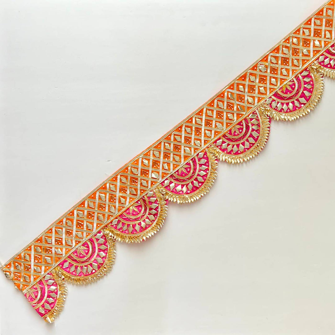 Handmade Gota Patti Orange & Red Round Toran