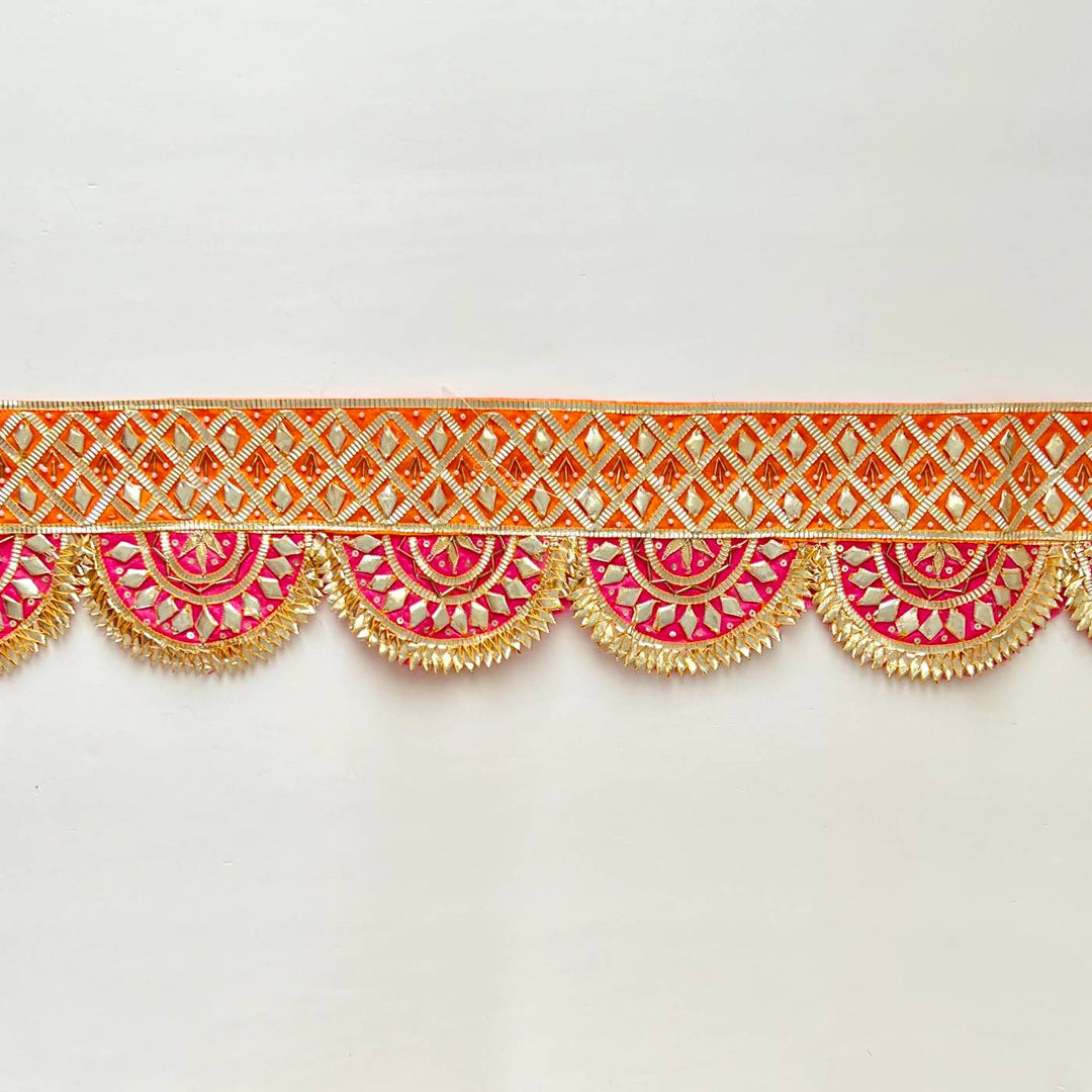 Handmade Gota Patti Orange & Red Round Toran
