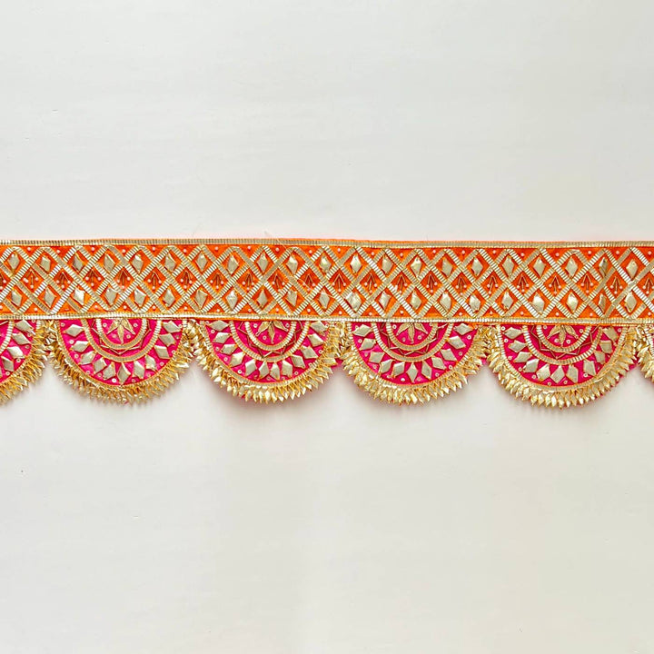 Handmade Gota Patti Orange & Red Round Toran