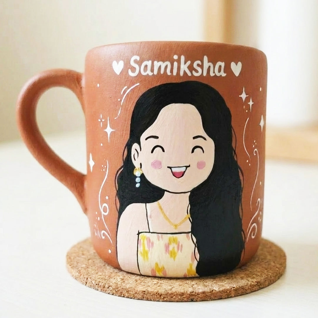 Photo Personalized Hand-Painted Cute Girl Terracotta Mug