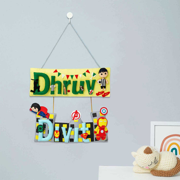 Customized Handcrafted Avengers Theme Felt Name Plate for Siblings