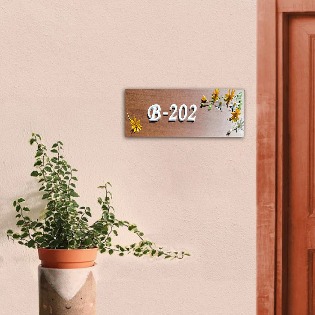 Handcrafted Personalized Daisy Wooden Rectangle Nameplate - Zwende
