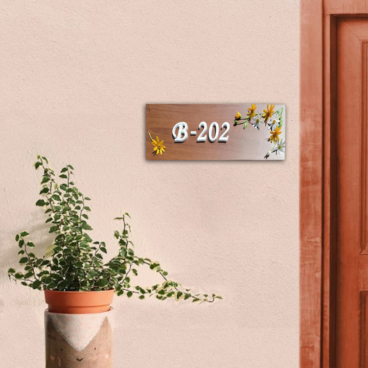 Handcrafted Personalized Daisy Wooden Rectangle Nameplate - Zwende