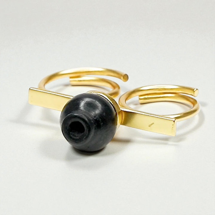 Minimal Handmade Traditional Pot Brass Ring | 22K Gold Plated