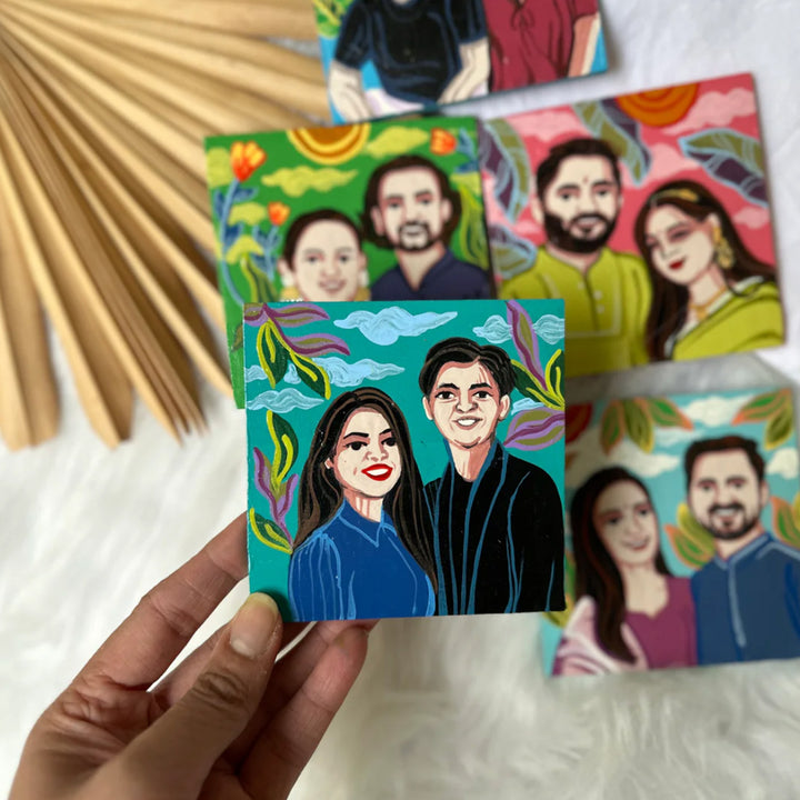 Photo Personalized Hand-Painted Pop Art Illustrated Caricature MDF Wood Fridge Magnet