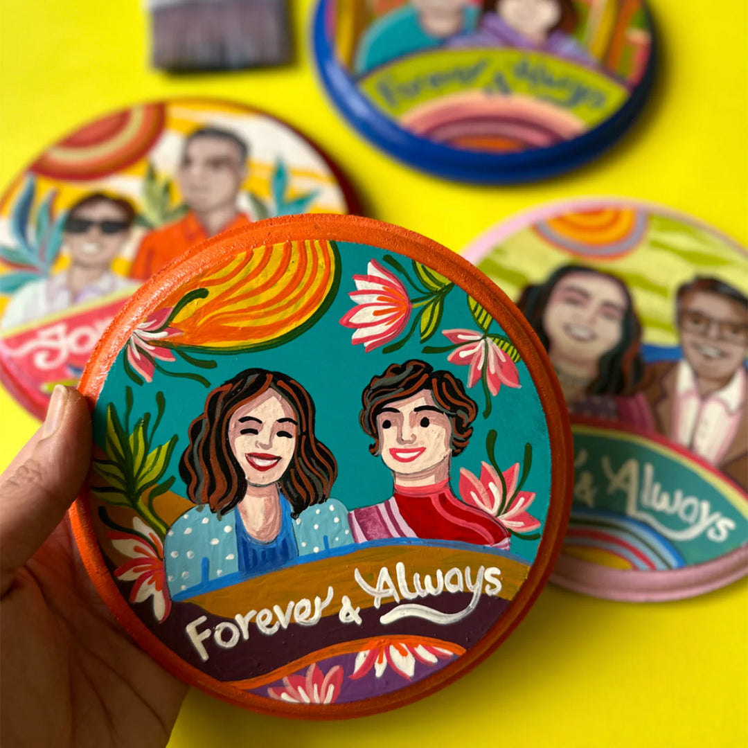 Photo Personalized Hand-Painted Large Pop Art Illustrated Caricature MDF Wood Fridge Magnet