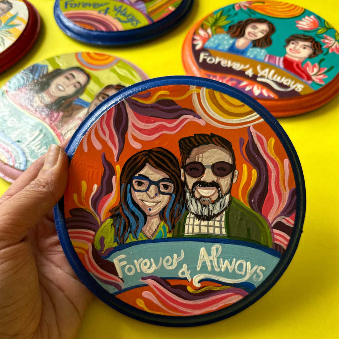 Photo Personalized Hand-Painted Large Pop Art Illustrated Caricature MDF Wood Fridge Magnet