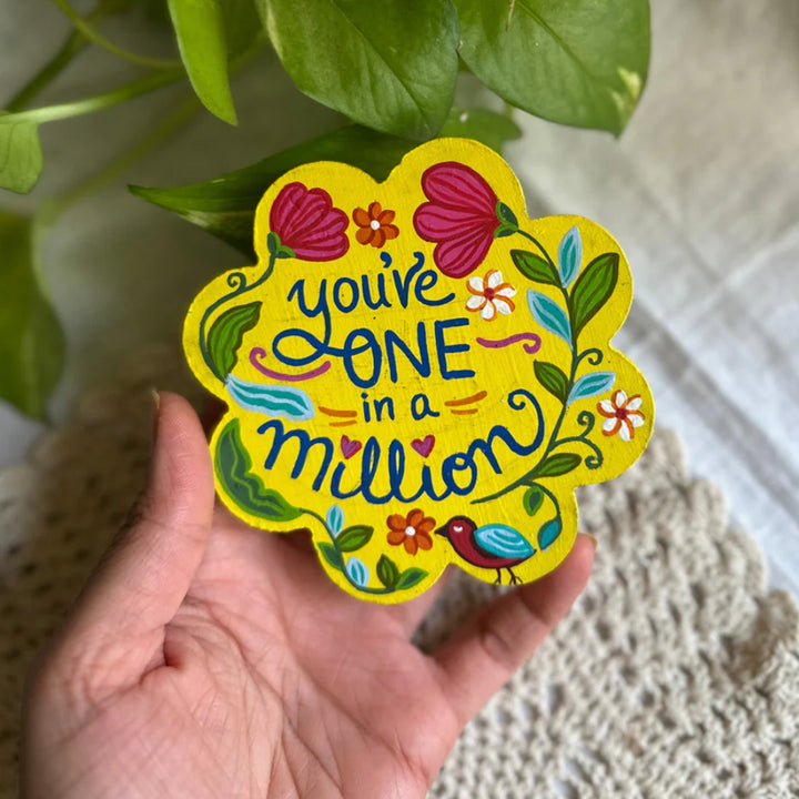Hand-Painted Floral One In Million MDF Wood Fridge Magnet