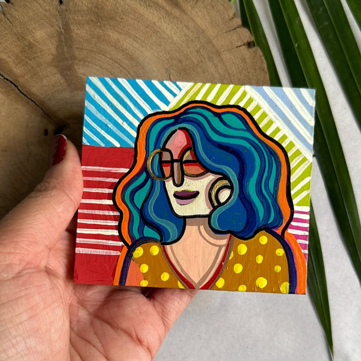 Hand-Painted Alisha MDF Wood Fridge Magnet
