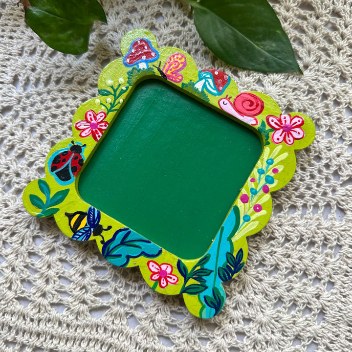 Hand-Painted Green Garden MDF Wood Fridge Magnet Frame