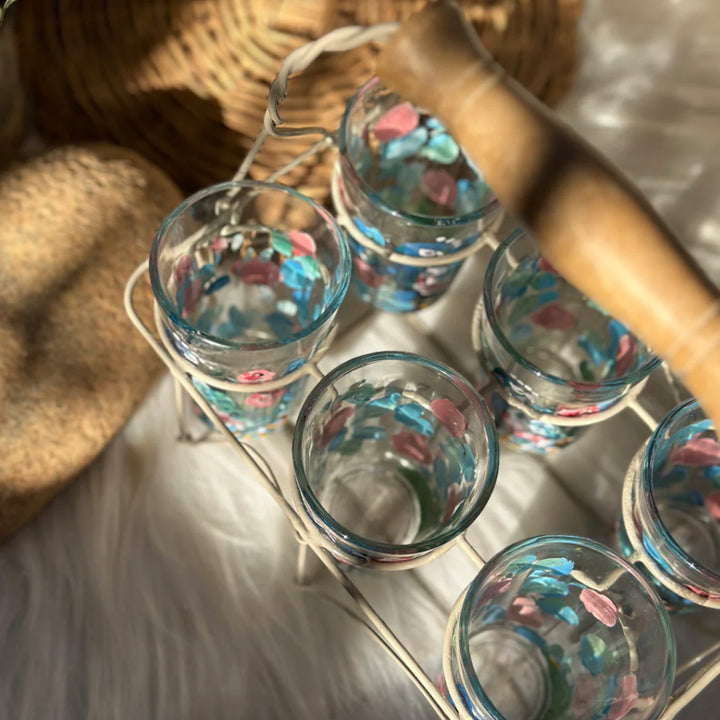 Hand-Painted Floral Mayuri Chai Glass | Set Of 6