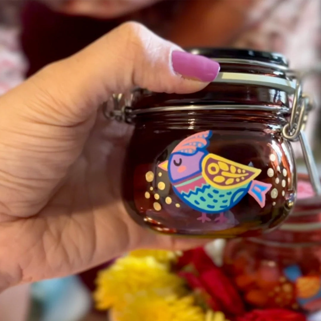 Hand-Painted Bird Bliss Glass Storage Container | Set Of 3