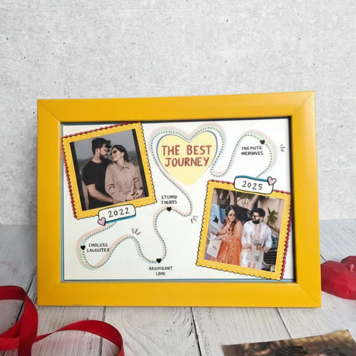 Photo Personalized 'Time Travel' Synthetic Wood Frame | Desk & Wall Mountable Gift