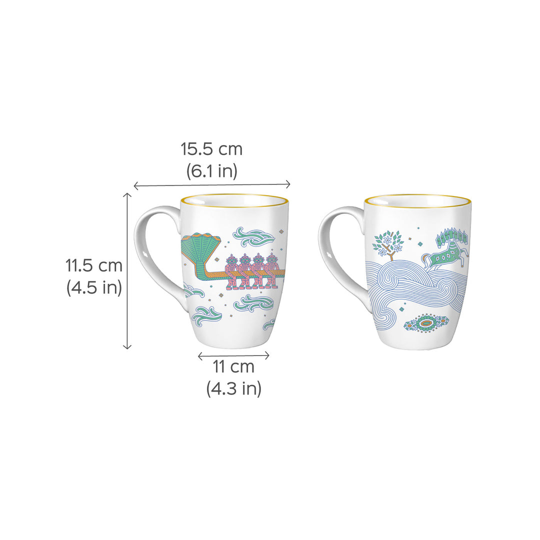 Manthan Indian Mythology Churn Theme Porcelain Mug - Zwende