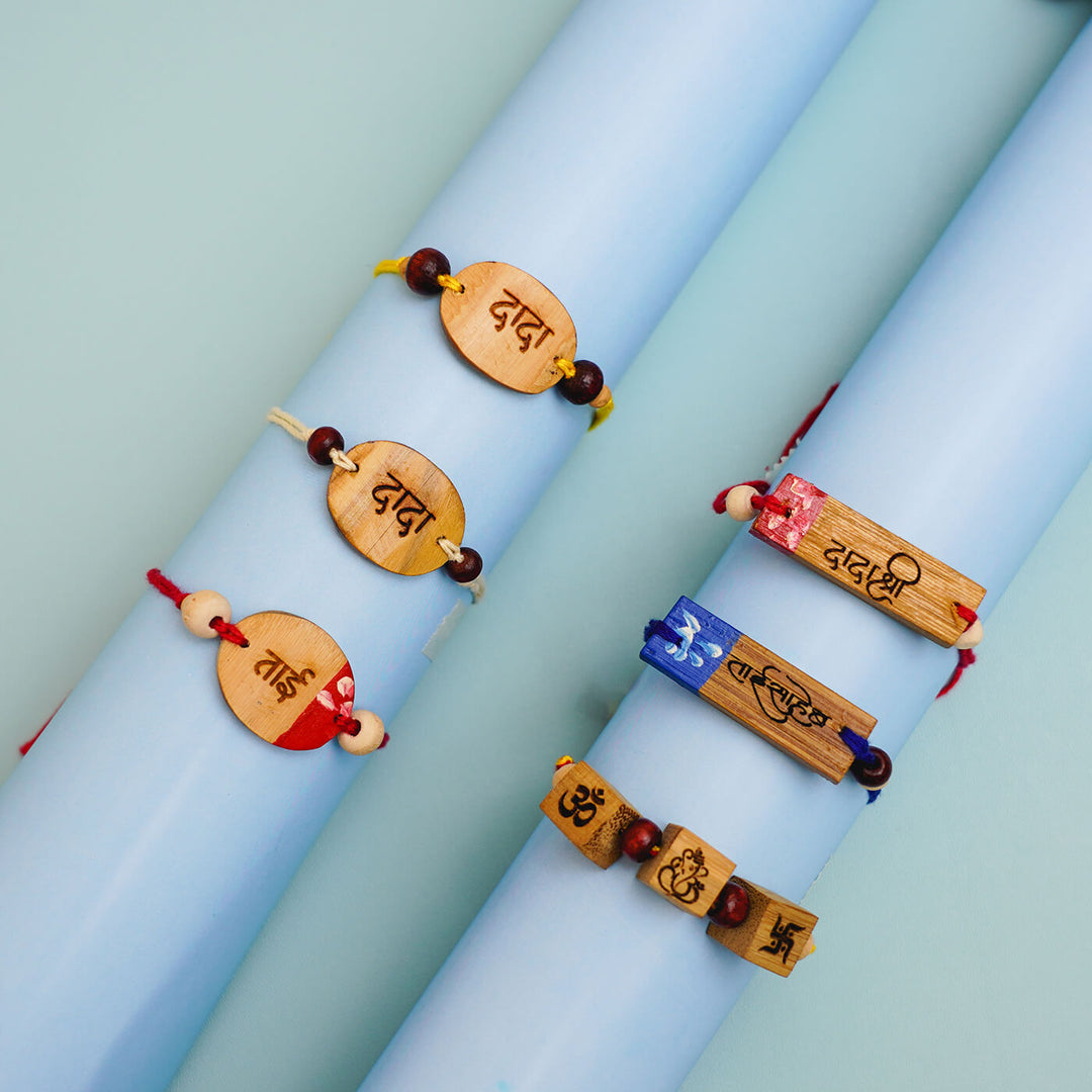 Handcrafted Eco Friendly Bamboo Rakhi | Set of 6