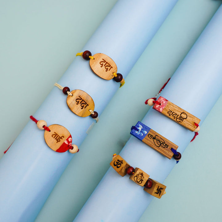 Handcrafted Eco Friendly Bamboo Rakhi | Set of 6