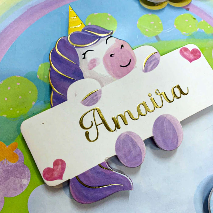 Personalized Handmade Unicorn Theme Shadow Box Frame With Birth Details