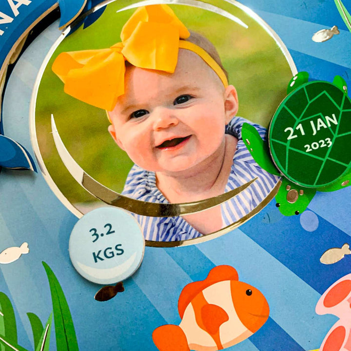 Photo Personalized Handmade Underwater Theme Shadow Box Frame With Birth Details